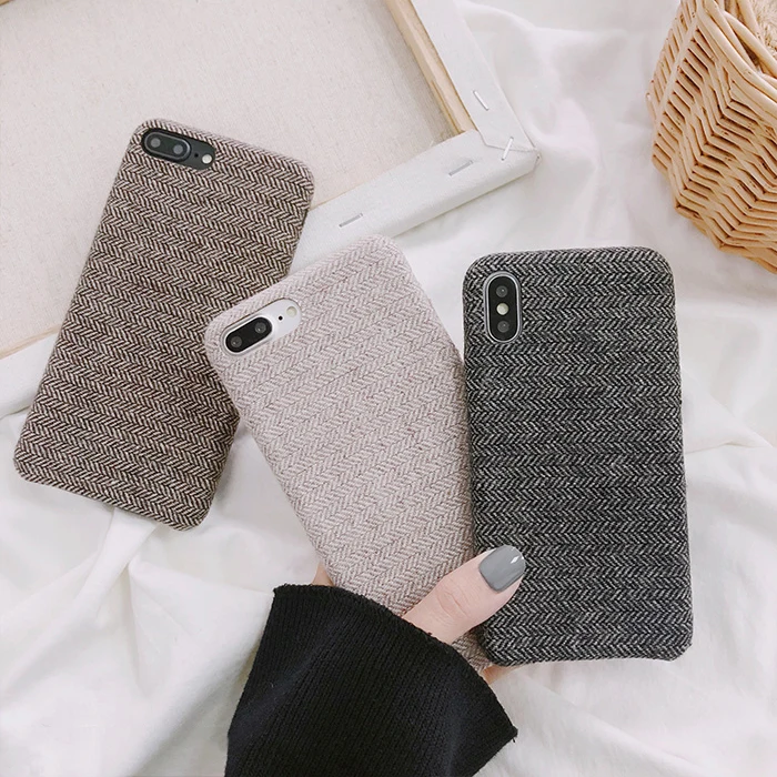 

For iPhone 7 Warm Cloth Texture Ultra thin Soft Back Cover For iPhone 6 6s 7 8 plus X Xs Max XR Phone Case