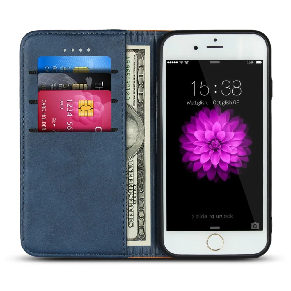 Для Coque iPhone 6 Plus чехол для Apple iPhone 6s Plus 6 Plus роскошный кожаный Кошелёк на магните флип чехол Подставка для стенда