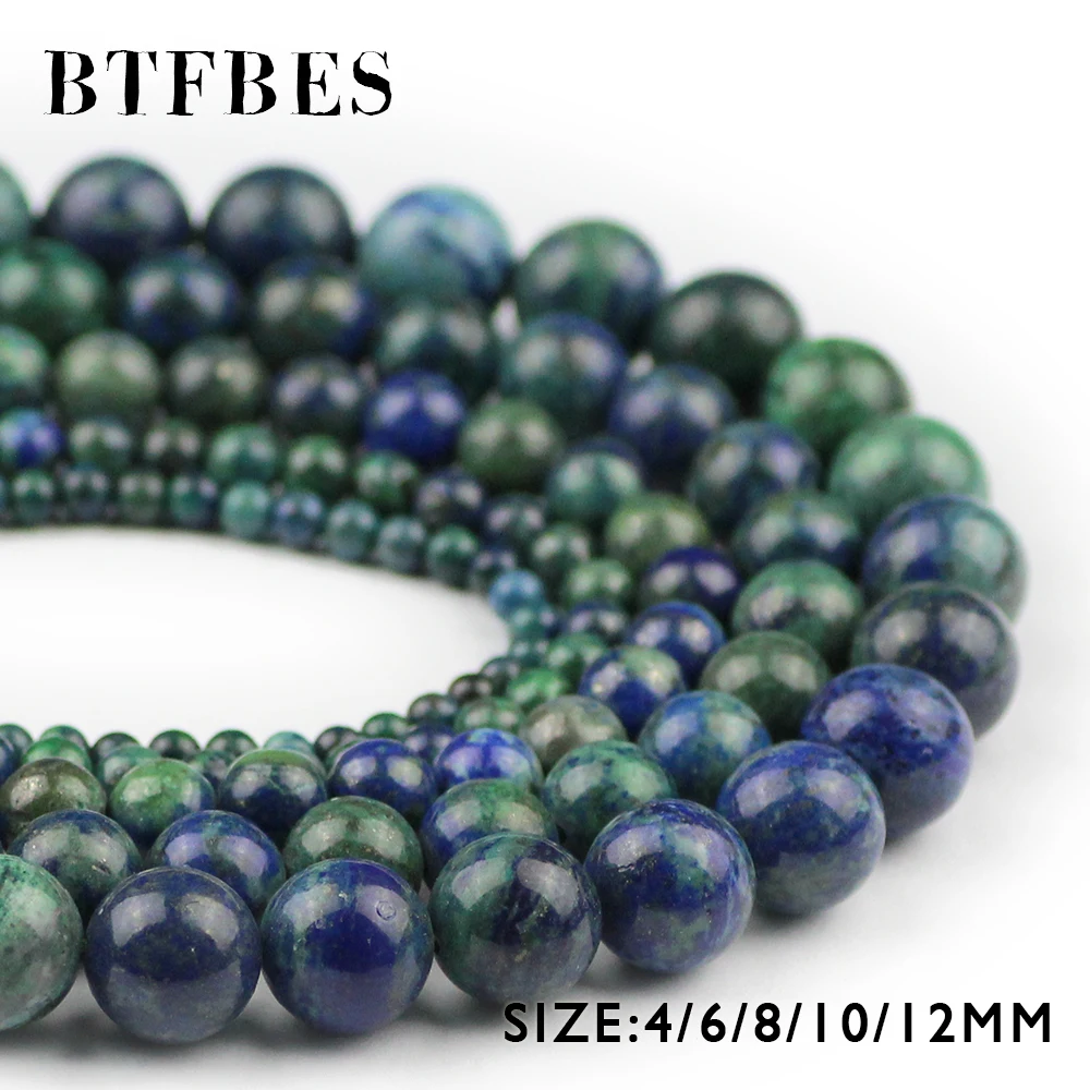 

BTFBES Natural Phoenix Lapis lazuli Stone beads Round Ore Loose beads 4 6 8 10 12mm ball Jewelry bracelet making DIY Accessories