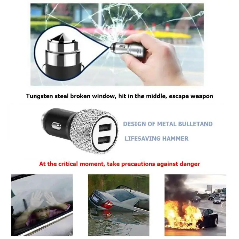 Алмазный Стиль 2 в 1 двойной USB порт быстрая зарядка автомобильное зарядное