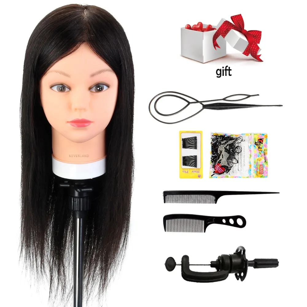 NEVERLAND Hairdressing Mannequin Training Head With Human Hair