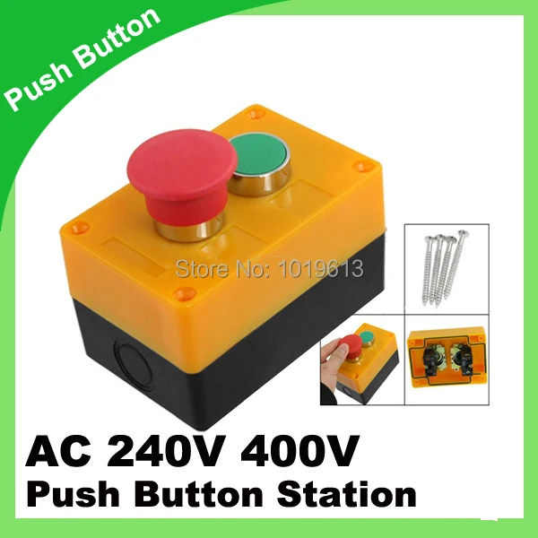 

AC 240V 400V Red Mushroom Green Flat Momentary Push Button Switch Station