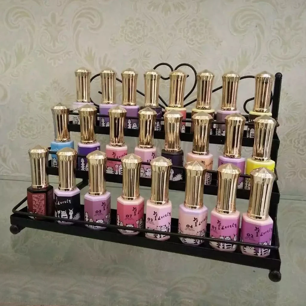 MagiDeal 3 Tier Metal Heart Nail Polish Organizer Wall Mounted Display Stand Professional Useful Tool