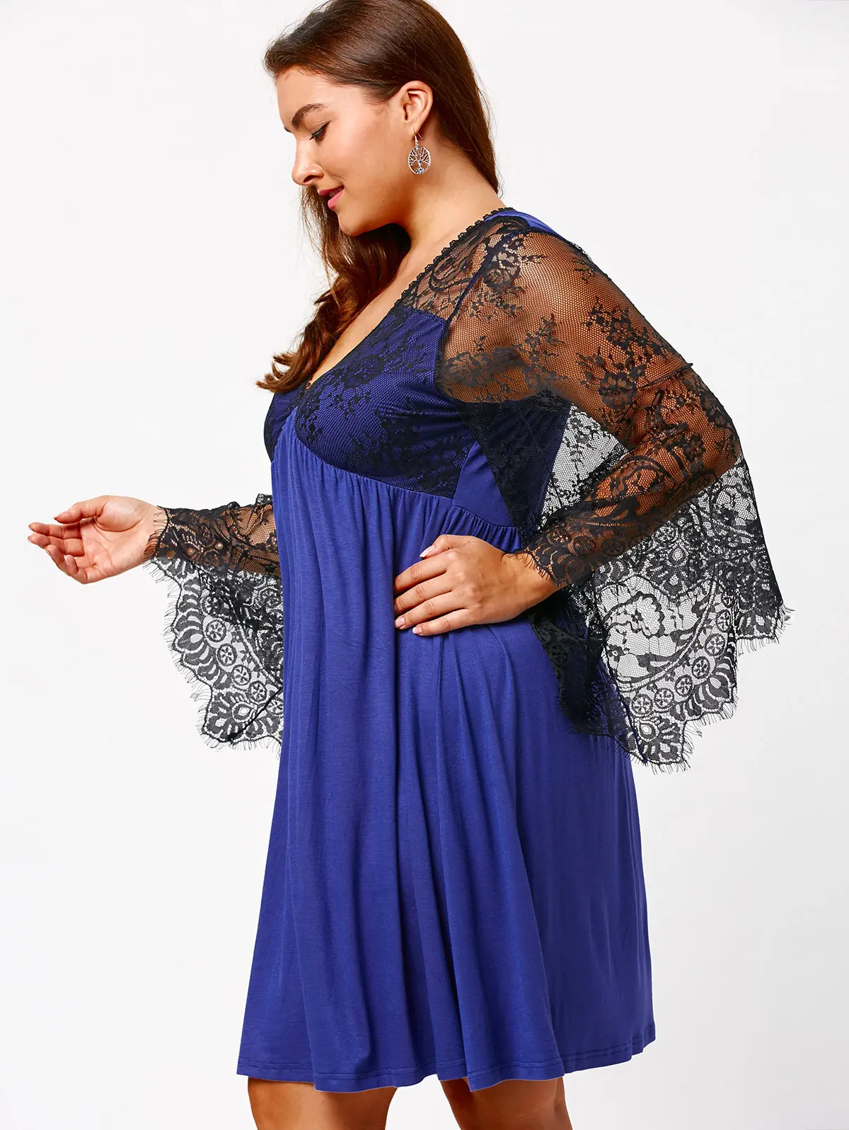 Платье С Кружевными Расклешенными Рукавами Купить