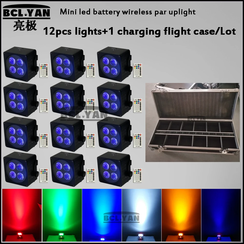 12XLOT LED Flat Par 4x18W RGBWAP 6 в 1 цветной аккумулятор беспроводное освещение DMX512 для