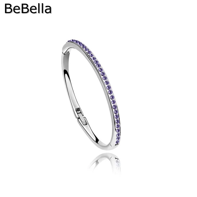 BeBella 1800050 Кристалл Тонкий браслет Сделано с чешскими кристаллами для женщин девочек Рождественский подарок - Окраска металла: Tanzanite