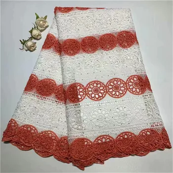 

Beautifical african lace fabric guipure lace fabric white&red african guipure cord lace cord laces for nigerian party 5 yards