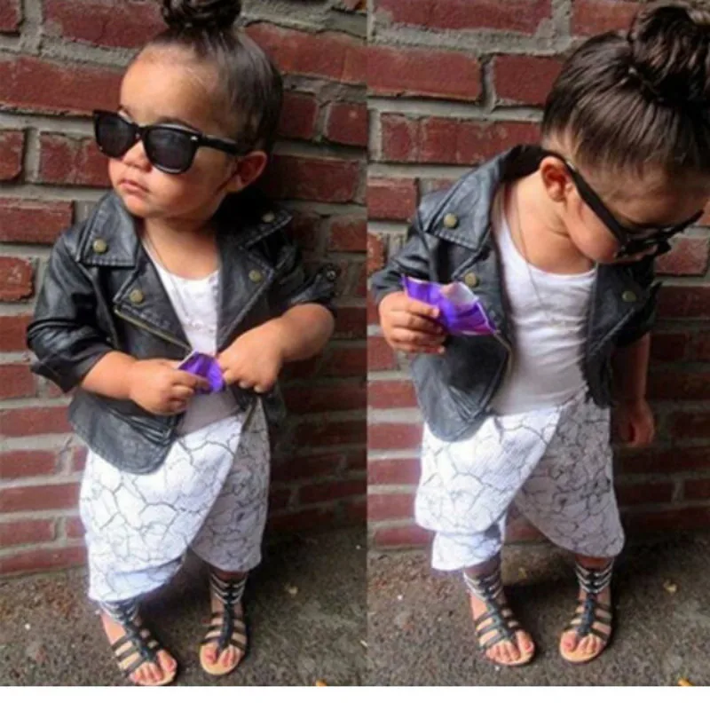 Cena Moda dziewczynek kurtki skórzane PU krótki płaszcz dla dziewczyny odzież wierzchnia tkaniny niemowlę kurtka dziecięca sprężyna wysokiej jakości noworodka płaszcze