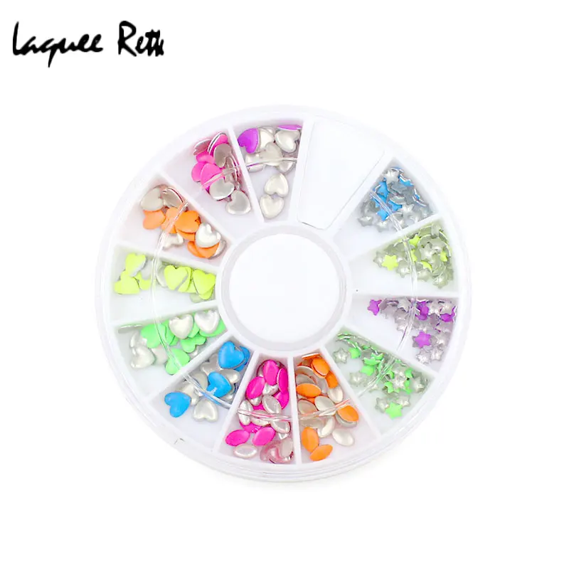 

Fashion Steels Heart,Star For Nails Metal Decoration Neon oval Stud UV Gel Nail Art Wheel Design