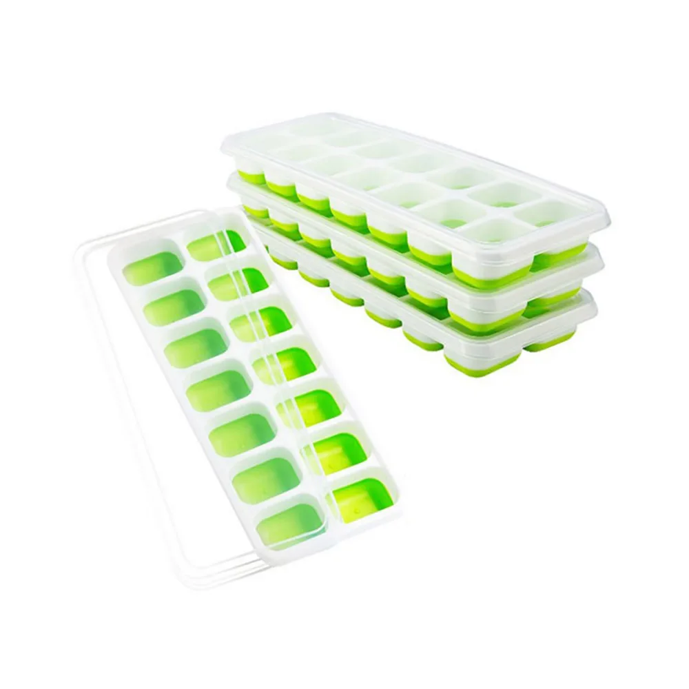 

14 Grids Silicone Ice Cube Tray Mold with Clear Cover Summer Ice Cream Maker Mold Molds Ice Cube Mold Ice Plate Non Toxic