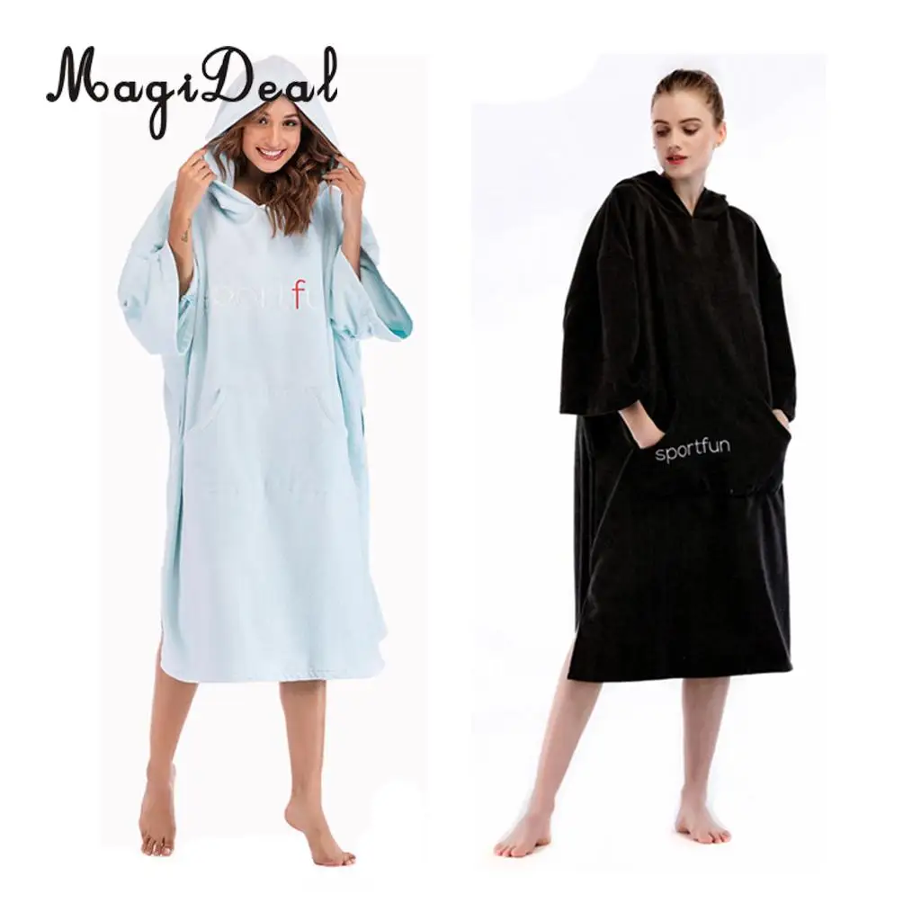 

Adult Surf Wetsuit Swim Swimsuit Changing Robe Beach Poncho Bath Towel Outdoor Sports Women Men Bathrobe with Pocket & Hood