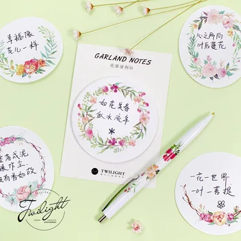 

6 Designs Garland Memo Pads Paper Bookmark Stickers Cute Sticky Notes Planner Diary Decorative Sticker Kawaii Stationery