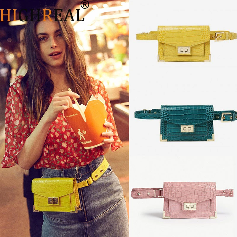 HIGHREAL New Fashion Crocodile Shoulder Waist Bag Women Waist Fanny ...