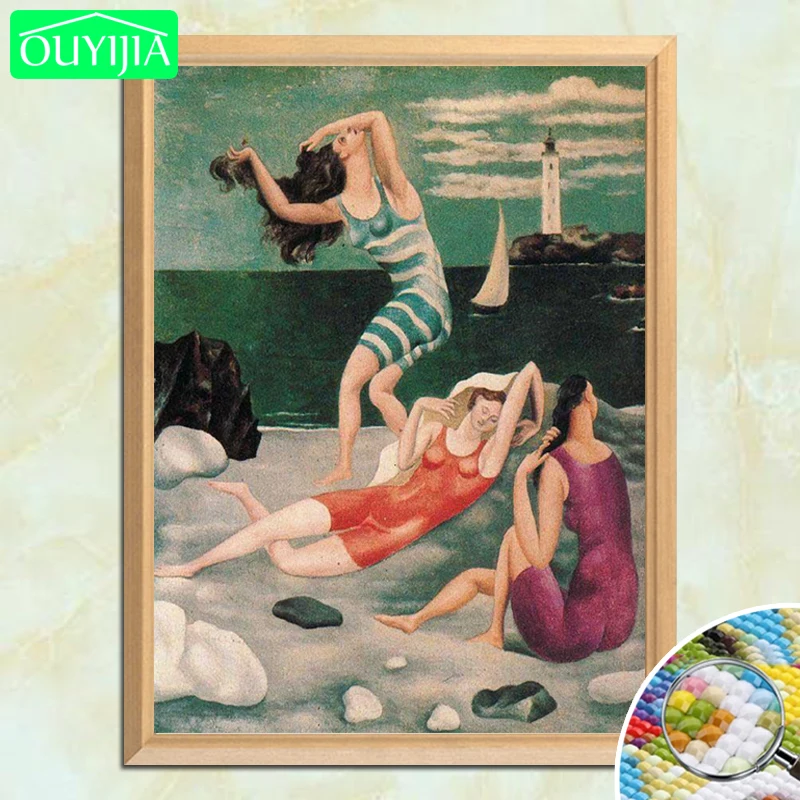

Pablo Picasso Famous Painting "Bathing" 5D DIY Diamond Painting Full Square Diamond Embroidery Rhinestones Mosaic Picture
