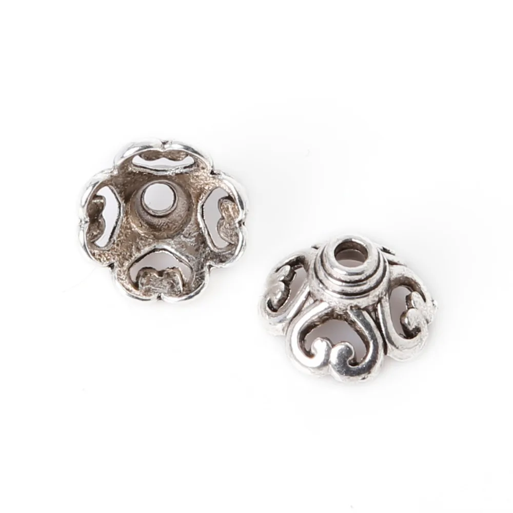 Best Quality 10X6mm Zinc Alloy Torus 16pcs/bag Plated Silver Bead Caps