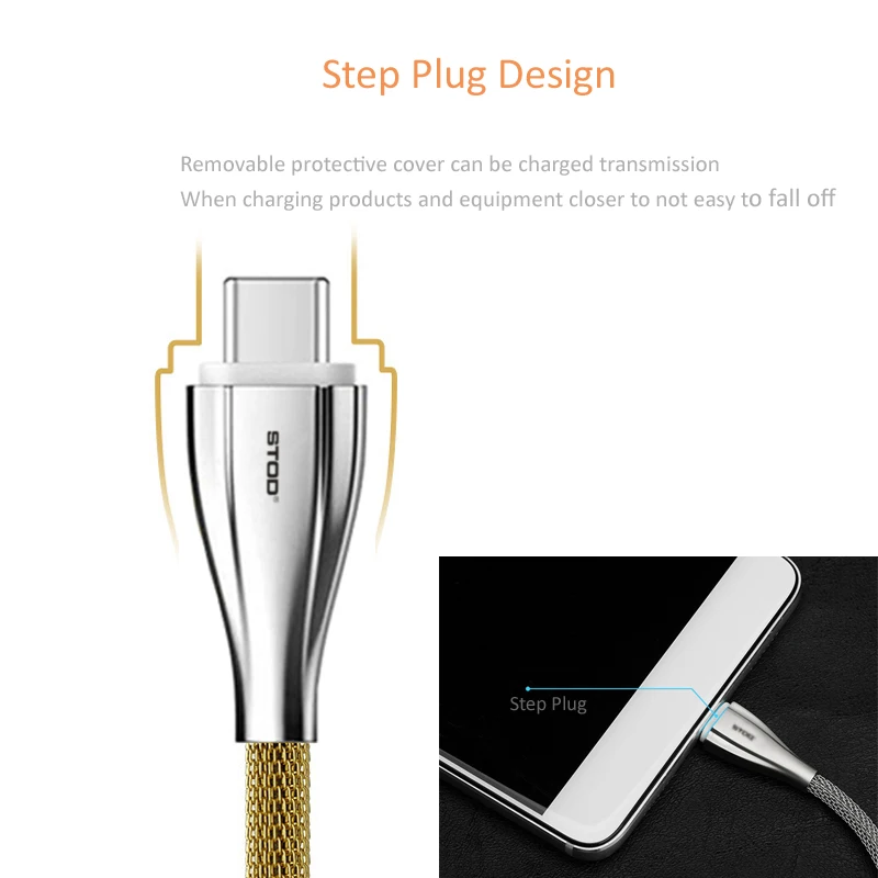USB кабель STOD типа C стальной плетеный для синхронизации данных Samsung S8 C5 C7 Nexus 6P 5X Huawei