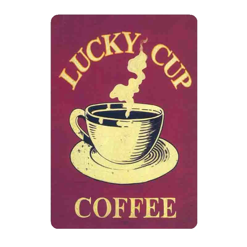 Lucky Cup COFFEE винтажные картины металлическая Оловянная вывеска для кухни Железный