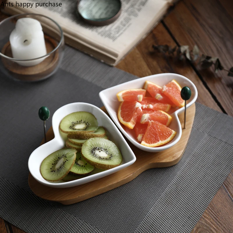 

Ceramic White Fruit Platter Nordic Style Creative Dessert Plate Hotel Restaurant Cafe Home Dried Fruit Snack Candy Tray