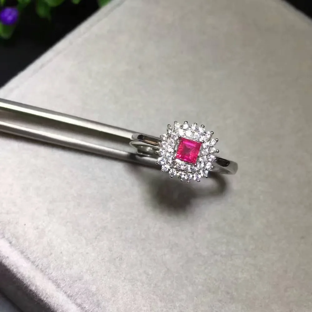 Natural red ruby gem Ring Natural gemstone Ring S925 sterling silver Fashion elegant Small square women wedding fine Jewelry Natural red ruby gem Ring Natural gemstone Ring S925 sterling silver Fashion elegant Small square women wedding fine Jewelry
