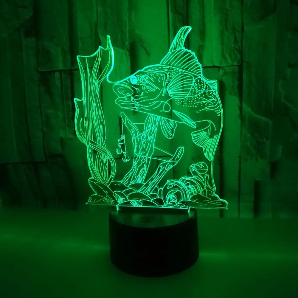 Светодиодная 3d лампа в виде рыбалки 7 цветов сенсорное управление стерео зрение