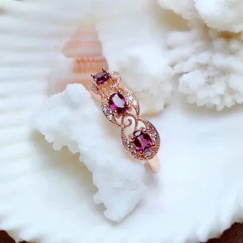 

SHILOVEM real 925 sterling silver real Natural magnalium garnet rings fine Jewelry women wedding wholesale mj0304555agsm