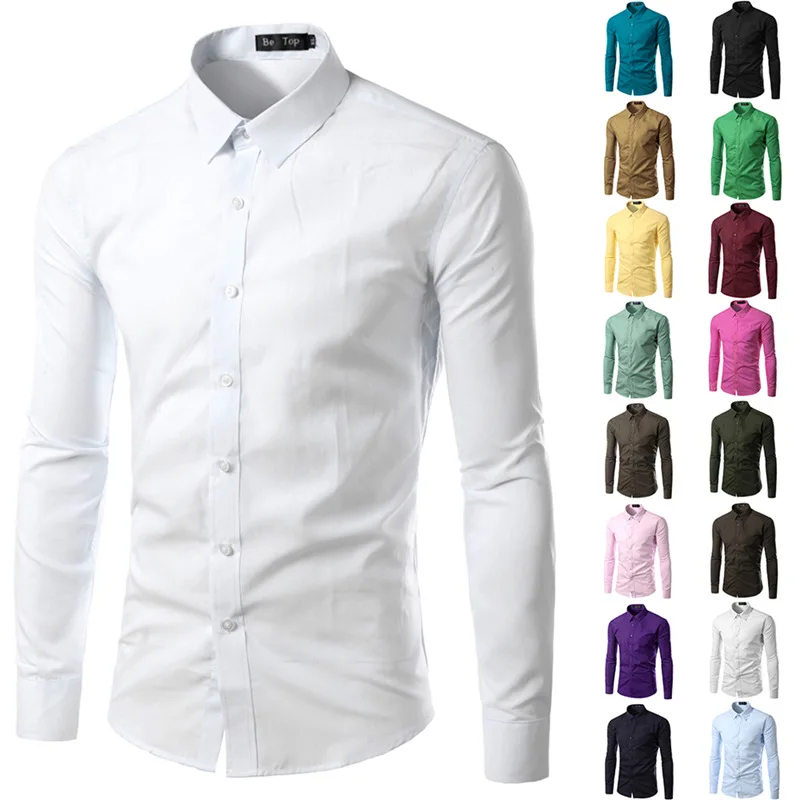 12 Colors 5XL Men Shirts Long Sleeve Trend 2019 Casual Shirt Men Blouses Clothes Hot Sale Camisetas Chemise Homme