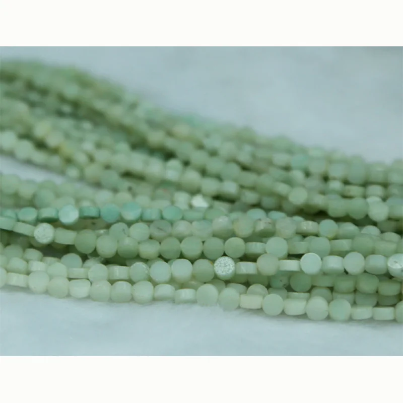 

Discount Wholesale Natural Genuine Blue Amazonite Flat Small Coin Beads Disc Loose Beads 4mm Fit Jewelry DIY Necklace 15" 03182
