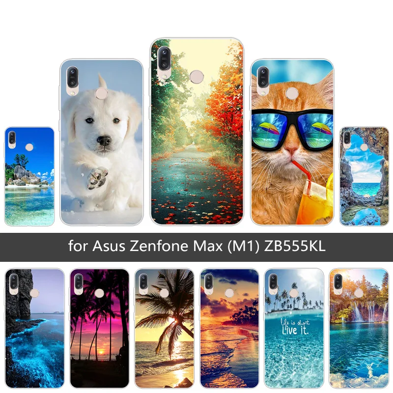 Силиконовые чехлы для Asus Zenfone Max M1 задняя крышка Scen Coque ASUS ZB555KL 5 дюймов Мягкий ТПУ