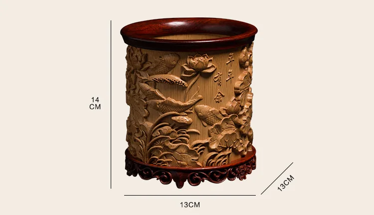 en retro mão-esculpida artesanato wenwan ornamentos de bambu natural caneta titular