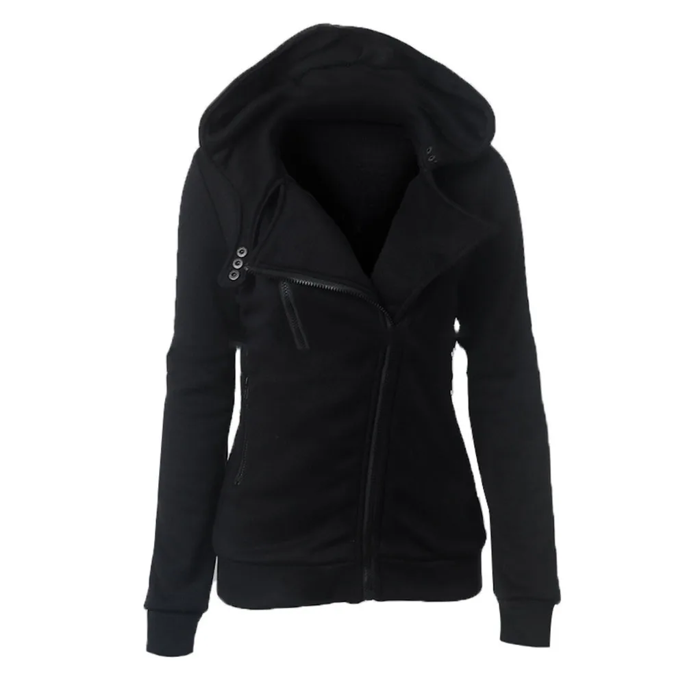 Rosetic Gothic Women casual hoodie sweatshirt solid 2018 fall winter slim lapel zipper hooded multi color warm hoodies outwear Hoodies