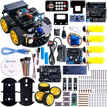 Arduino uno R3 Proyecto Inteligente Robot Car Kit con Sensor Ultrasónico, módulo Bluetooth, ect Juguetes educativos Coche Con CD