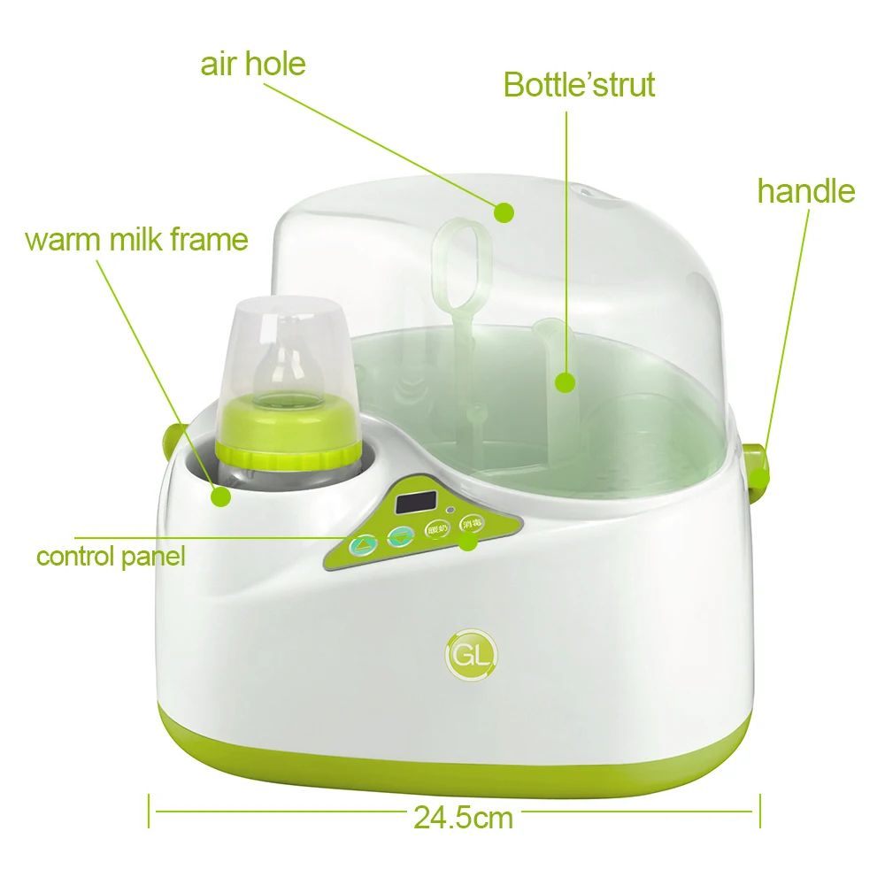 2 in1 Baby Bottle Warmer Sterilizer Multifunction Milk Water Heater Feeding Big Capacity Smart Fast Sterilization LCD Display