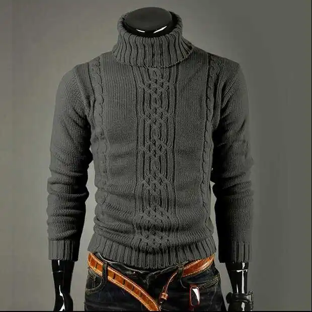 New Arrive mens high neck Jacquard sweater large cargo