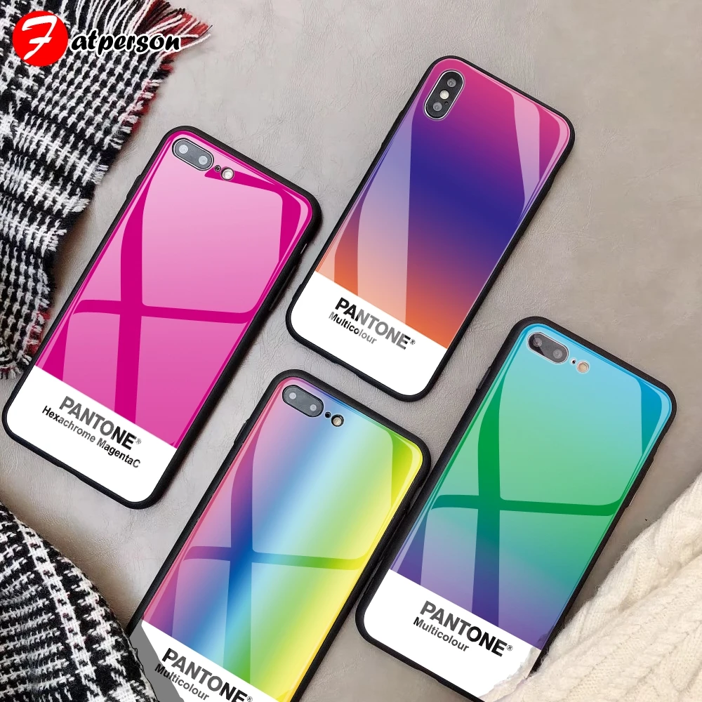 Pantone Tempered glass Phone case For iPhone 8 7 X 6 6S Plus custom