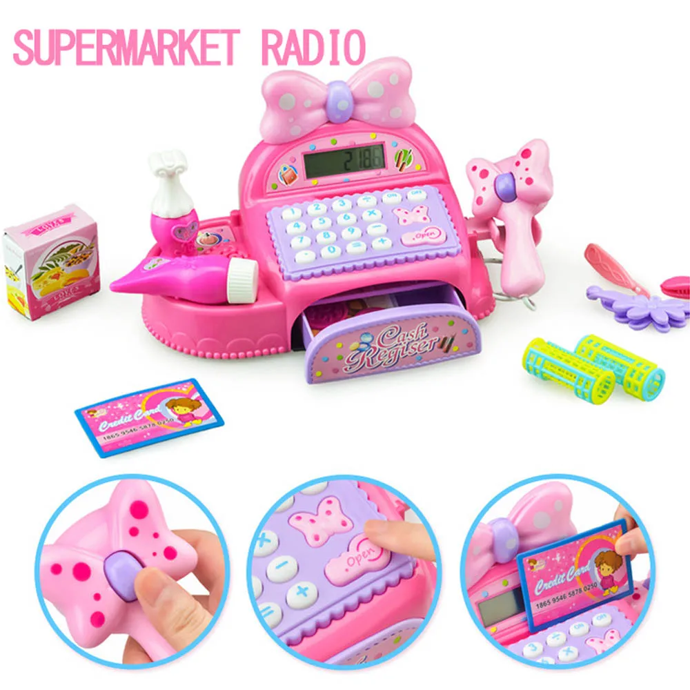 Детский супермаркет кассовый аппарат имитация ролевые игры девочка подарок на день рождения многофункциональные наличные игрушки с калькулятор и сканер