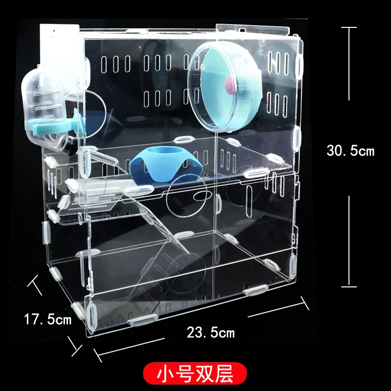 Акриловая клетка для хомяка, для маленьких питомцев, Вилла Делюкс, прозрачная, дышащая, замок, комбинация, Внешняя Труба, туннельный вентилятор