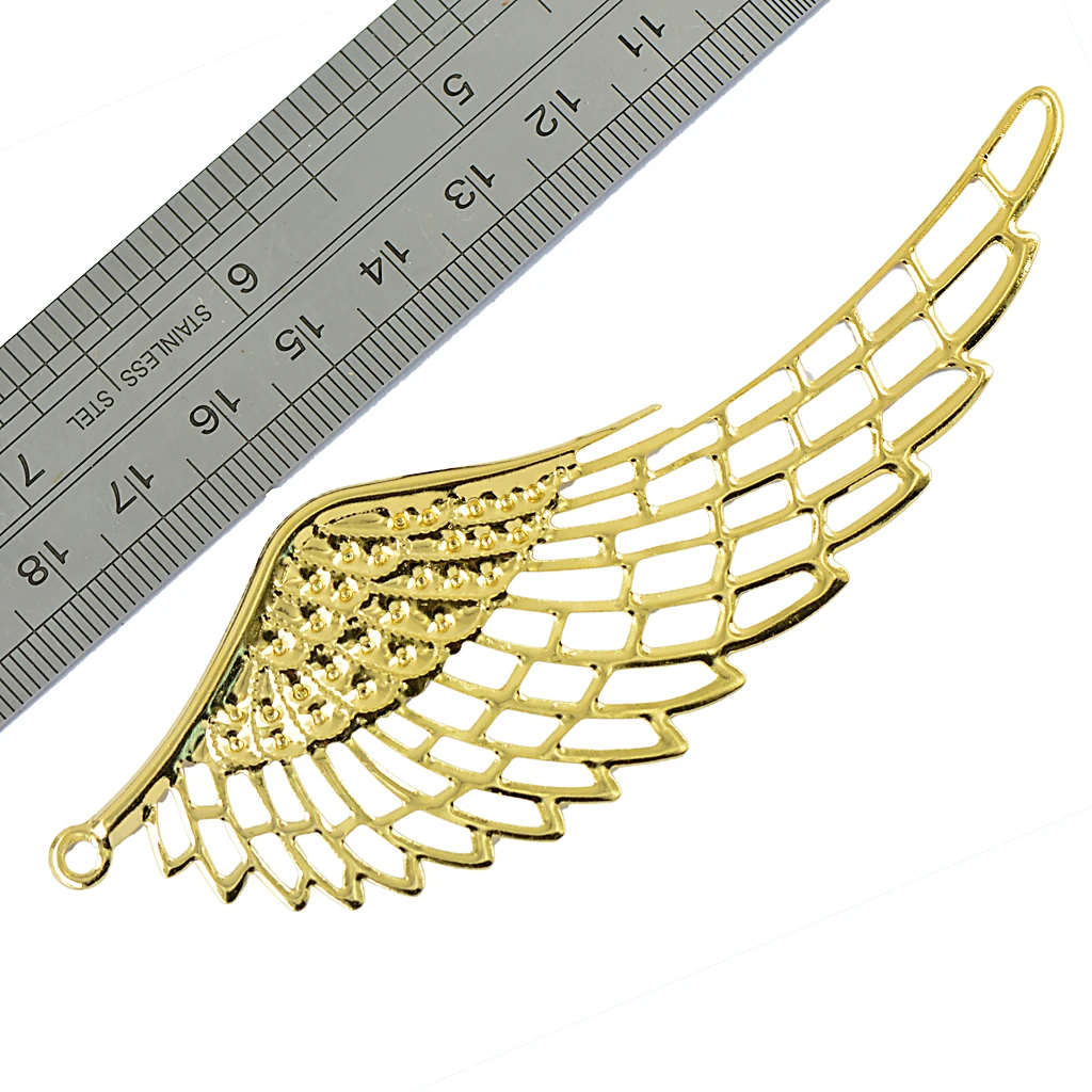 Phenovo 6 Pcs Angel Wings Charms for Jewelry Bracelets Necklace Earring Making Findings DIY Components Accessories-Gold