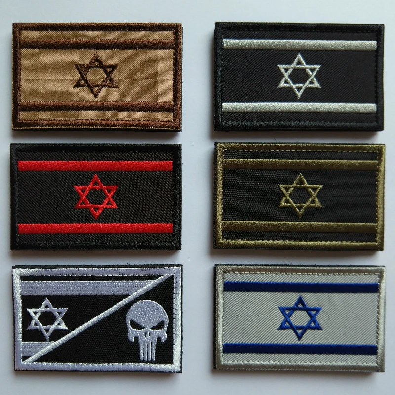 

1 Pc Embroidered Patches Israel Flag Patch Military Punisher Tactical Morale Army Skull Sewing Applications Clothes Appliques