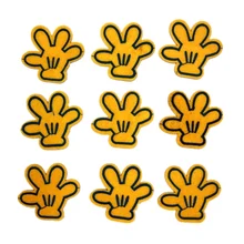 10 шт. Микки Руки Желтый Нашивки для Костюмы DIY полосы parches гладить на одежда с вышивкой Наклейки Пользовательские Швейные на ткани