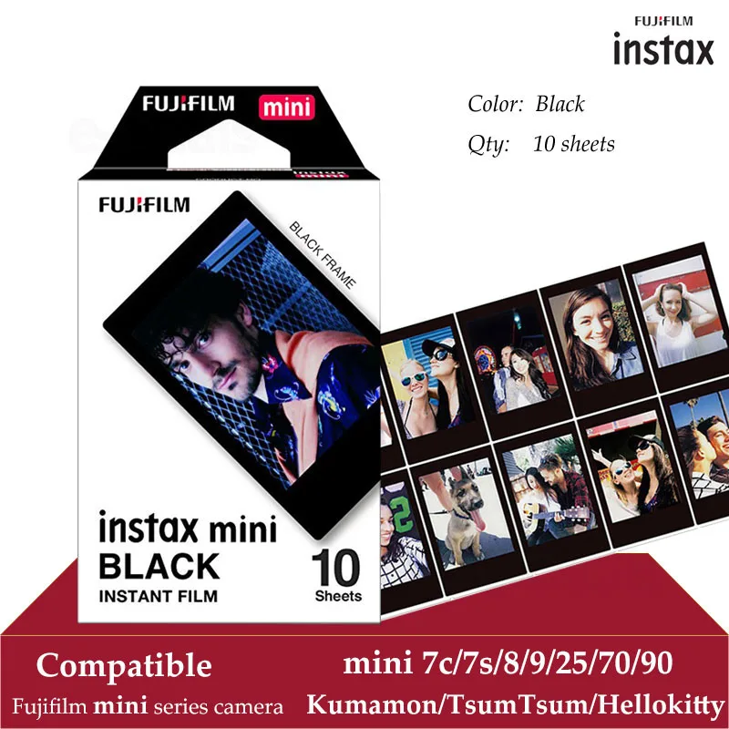 Fujifilm Instax Mini Film Black 10 листов для 9 8 7s 70 90 25 мгновенная полировка камера смартфон