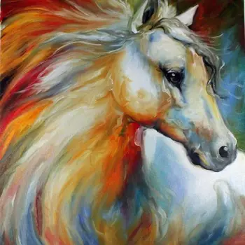 

Modern Abstract Animals Oil Painting Wall Decor canvas:white horse