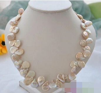 

FREE SHIPPING>>>@@ > N1963 17" 14mm pink coin Freshwater cultured pearl necklace