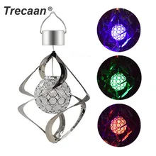 На солнечной энергии 7 цветов Изменение светодиодный колокольчики ветер Спиннер открытый подвесной Спиральный садовый свет украшение двора