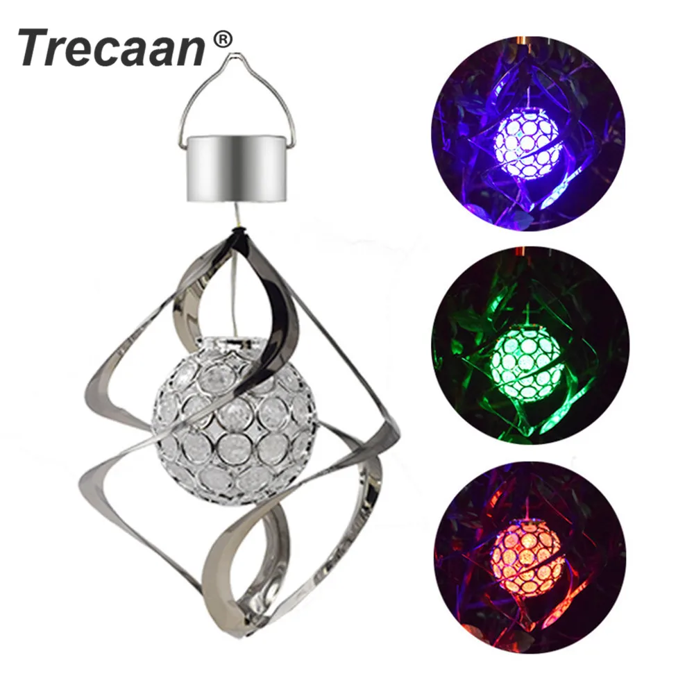 

Solar Powered 7 Color Changing LED Wind Chimes Wind Spinner Outdoor Hanging Spiral Garden Light Courtyard Decoration