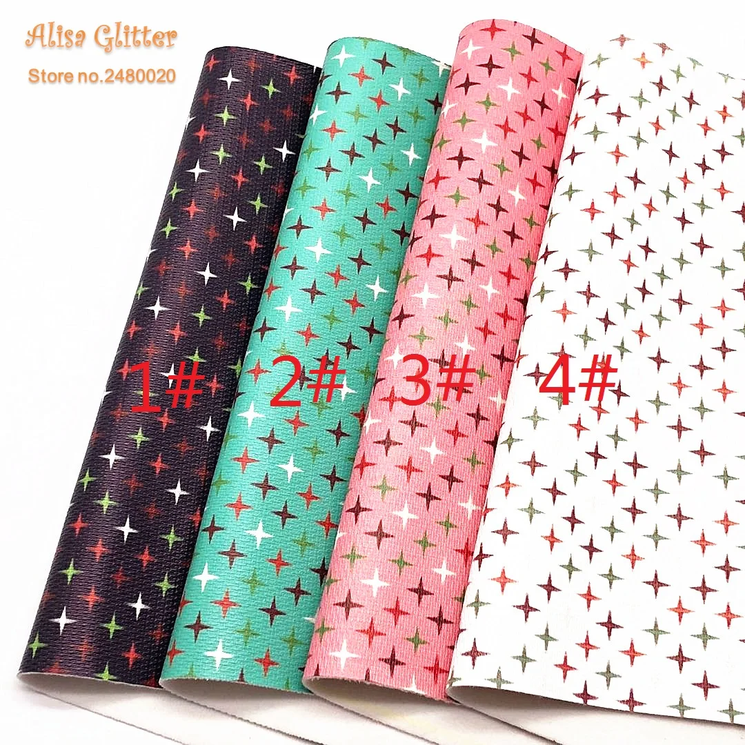 

1PCS A4 SIZE 21X29cm Alisa Glitter Cuero Sintetico Synthetic Leather Printed Stars Leather for DIY D31B