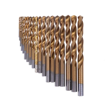 

19pcs/lot New HSS Metric Drill Bit Set Titanium Coated Twist Drills Metal Wood 1-10mm