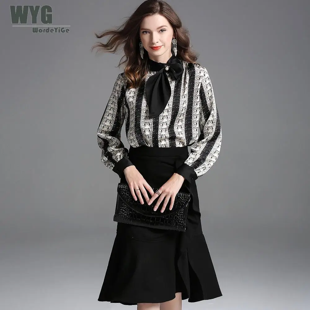 High Quality Striped Satin Blouse Women 2019 Spring UK