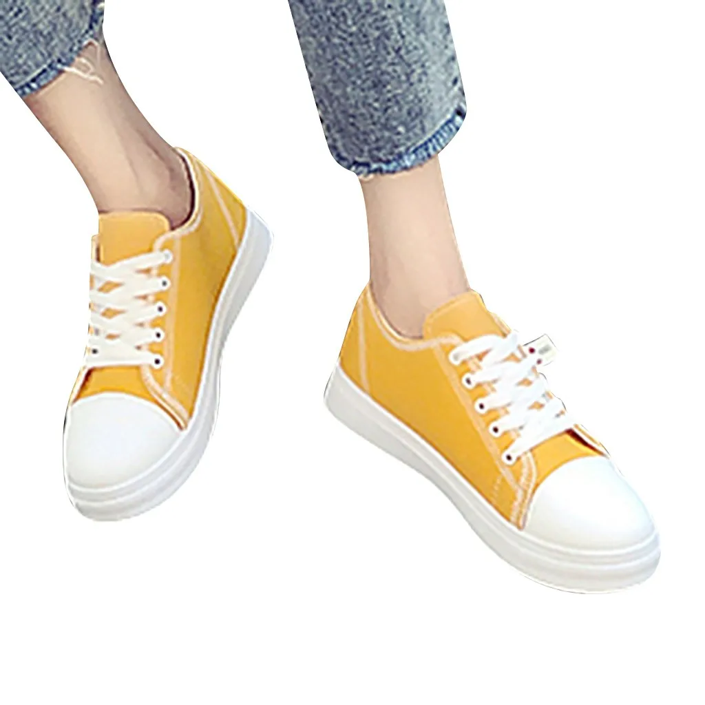 

vrouwen Witte Canvas Schoenen Wandelschoenen Vrouwelijke Flats Zapatos de mujer Lace Up Vrouwelijke Sneaker Outdoor *