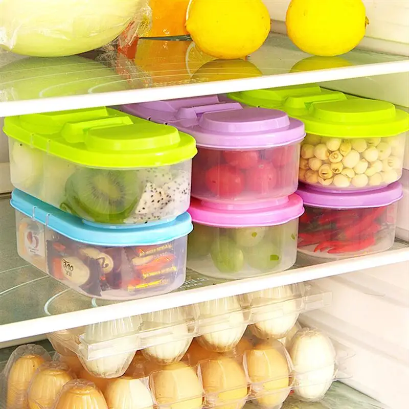 4 шт. Crisper холодильник двойные отсеки герметичные пластиковые Кухонные пищевые контейнер для хранения с крышкой