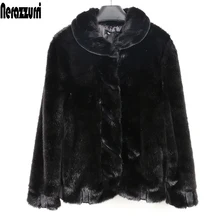 Nerazzurri Женское пальто из искусственного меха, Женское зимнее пальто с длинным рукавом, теплое короткое пушистое меховое пальто из искусственного меха, куртка-бомбер размера плюс 5xl 6xl